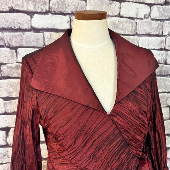 Cachet Burgundy 3/4 Sleeve Wrap Jacket Size 10 - Picture 2 of 10